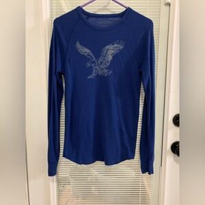 Blue Long Sleeve Shirt with Eagle Design. Men’s Sz XS American eagle top